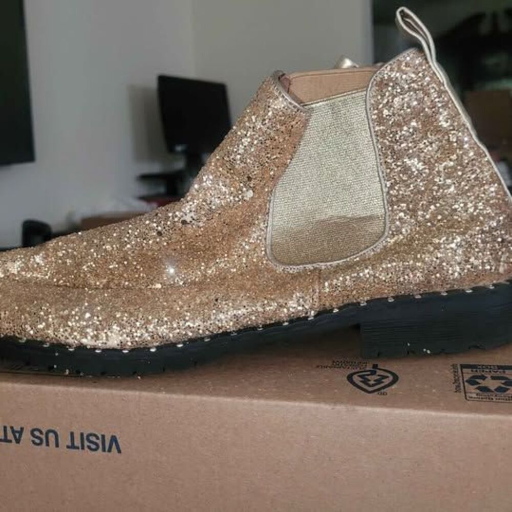 Gold Glitter Chelsea Boots Size 11